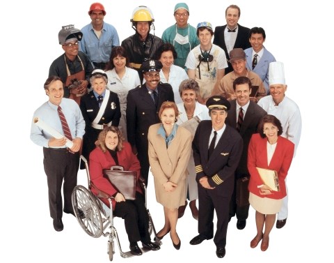 Diverse group of American workers 