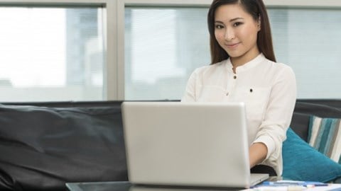 Young Woman Working from Home
