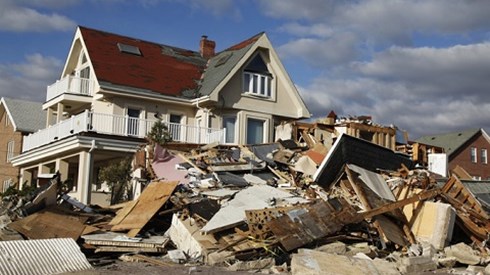 Beach house damaged by hurricane