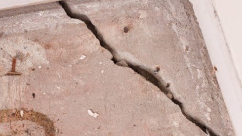 Crack in the corner of concrete foundation